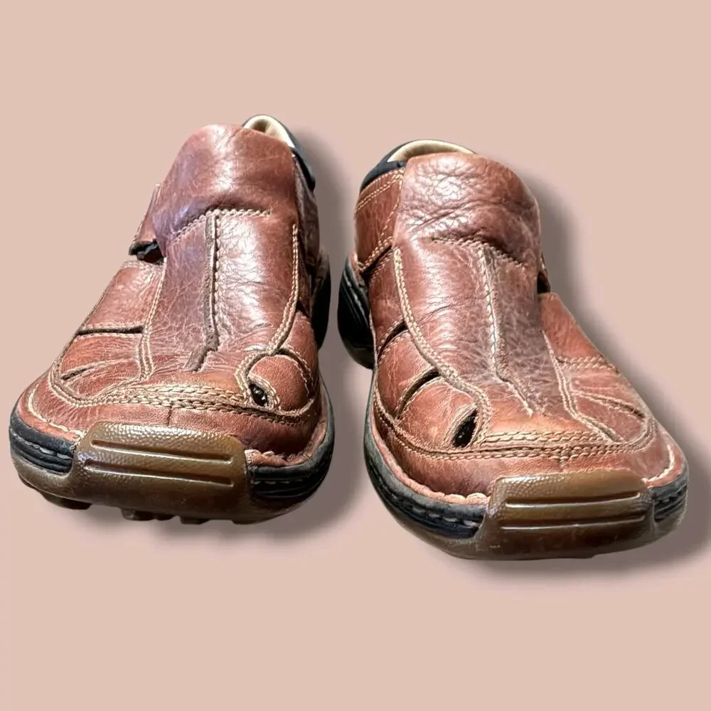 Men's TIMBERLAND Altamont Brown Leather Smart Comfort Fisherman Sandals EUC